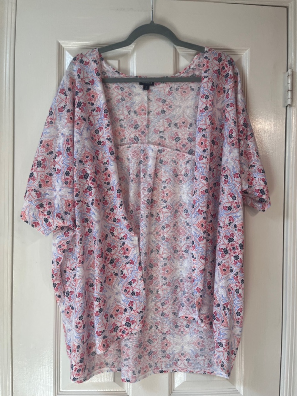 torrid Pink and Blue Paisley-print Kimono Cardigan